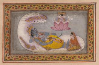 Vishnu asleep on the serpent in the cosmic ocean