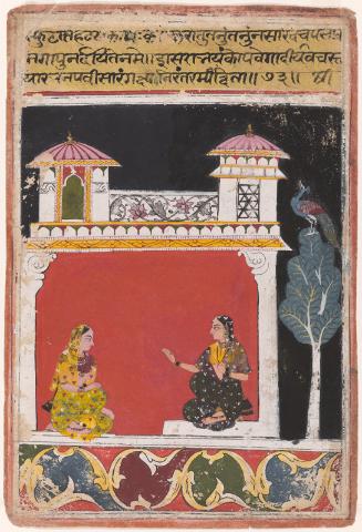 Lady speaking with a confidante, page from a manuscript of Amaru Sataka (One Hundred Verses of Amaru)