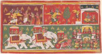 The Release of the princesses, and other scenes from the life of Krishna, from a manuscript of the Bhagavata Purana (Ancient Tales of the Lord Vishnu)