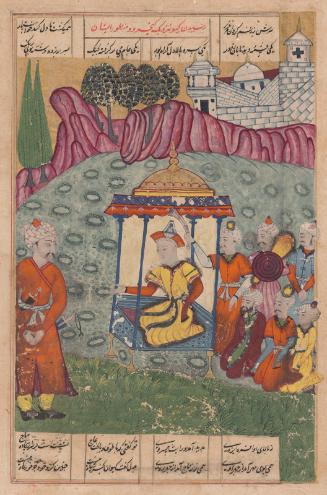 Arrival of Giv before Kay Khusraw, page from a manuscript of the Shahnama (Book of Kings)