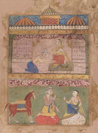 Laurak visits his mother upon his return home, from a manuscript of the Chandayana (The story of Chanda)