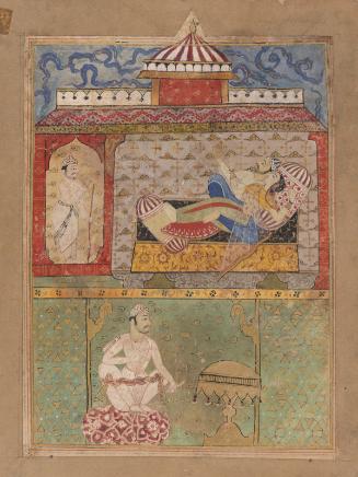 The lovers Laurak and Chanda, page from a manuscript of the Chandayana (The Story of Chanda)