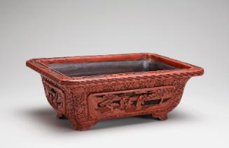 Rectangular flower pot with scene of immortals