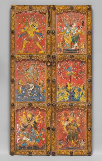 Pair of doors with scenes of the lives of Krishna and Rama, and other deities