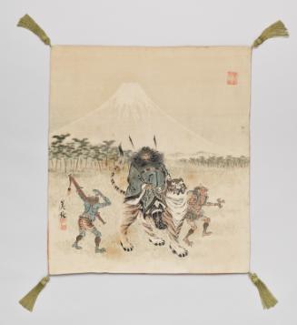 Gift cover (fukusa) with demon-queller Zhongui riding a tiger