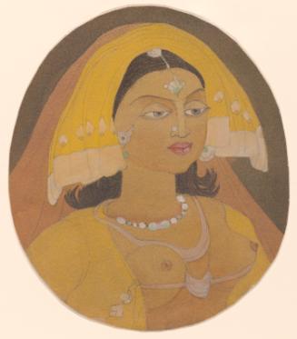 Woman adorned with a veil and jewelry