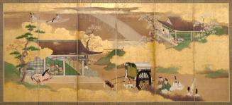 Scenes from The Tale of Genji, one of a pair