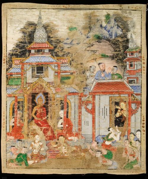 The wife of the Buddha implores him for their son's inheritance