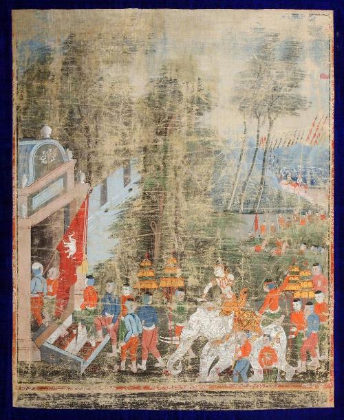 Vessantara returns to the capital, a scene from the next-to-last life of the Buddha (Vessantara Jataka)