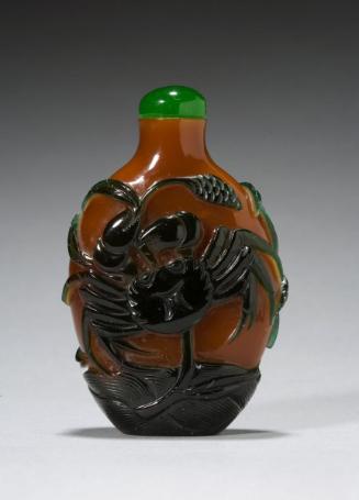 Snuff bottle with two crabs and a stalk of reed