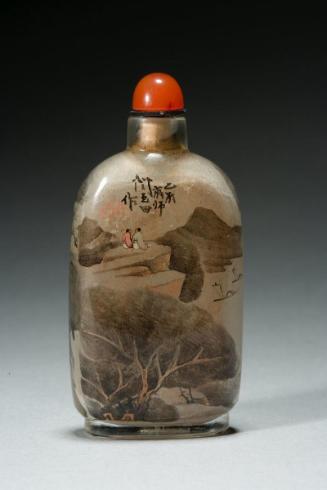 Snuff bottle inside-painted with landscape and camels