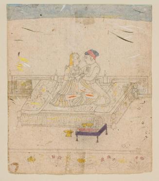 Preparatory sketch showing lovers on a terrace